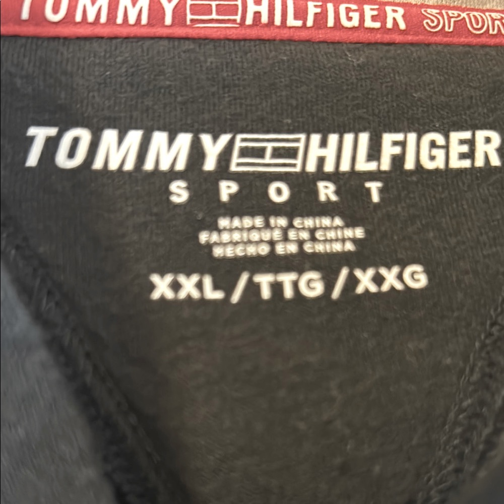 Tommy Hilfiger Black and Gray Cropped Hoodie. Excellent Condition - Picture 4 of 5